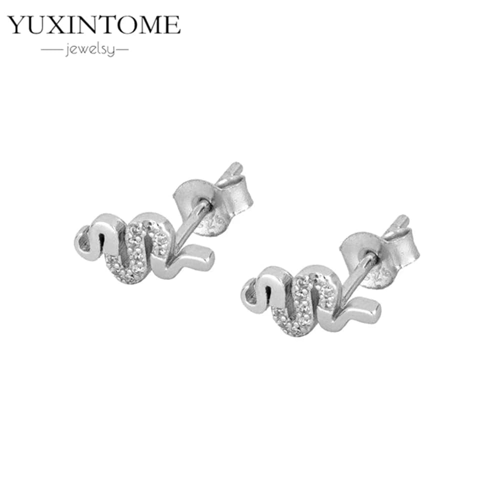 Boucles d'oreilles en argent 925, petites clous d'oreilles en forme d'animaux pour femmes, boucles d'oreilles serpent en cristal simples et adorables, bijoux délicats et tendance.