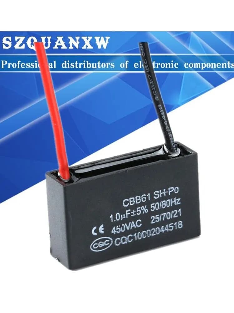 Capacitors 1UF 1.2UF 1.5UF 2UF 3UF 4UF 5UF 8UF 10UF 12UF 20UF 450V AC CBB61 Metallized Capacitor For Motor Start-up Ceiling Fan