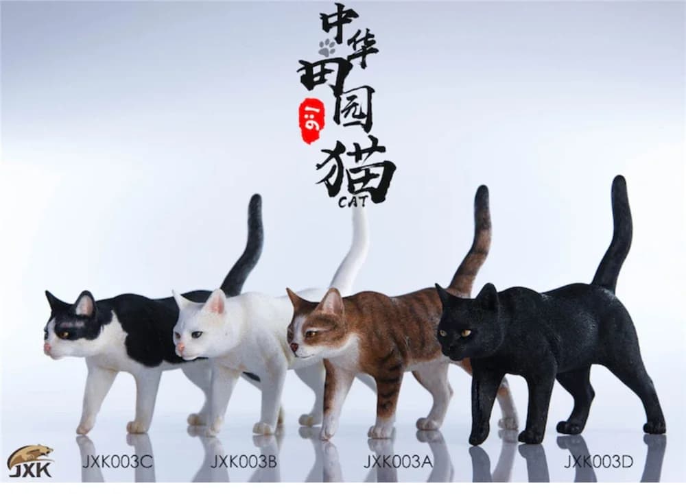 JXK Figurine de chat de jardin chinois à l'échelle 1:6, animal de compagnie guérisseur, collection de félins, décoration de bureau en résine, cadeau