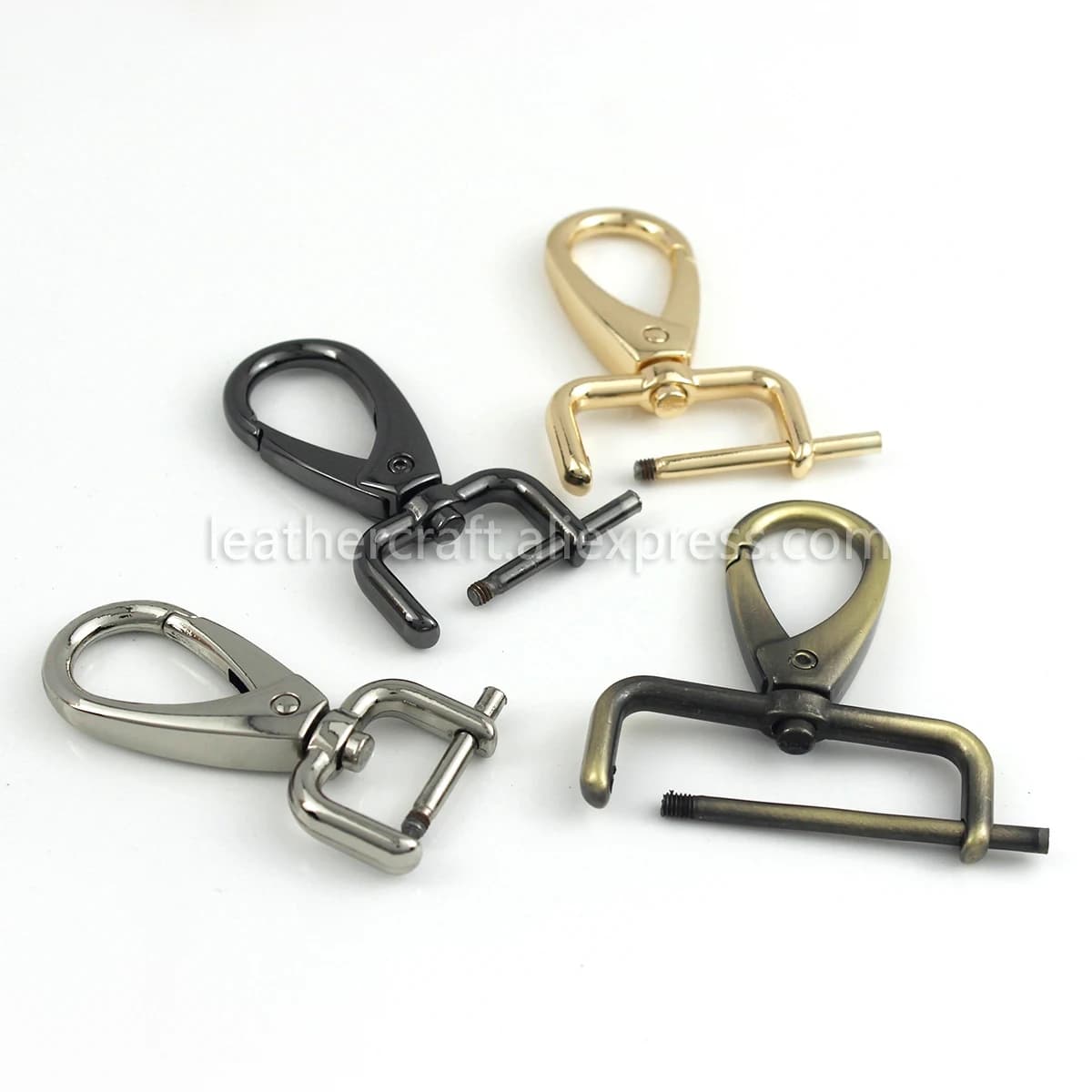 Mousqueton détachable en métal, 1 pièce, Clips de déclenchement, boucles pour bracelet en cuir/ceinture, porte-clés, sangle, crochets de laisse pour animaux de compagnie, 5 tailles