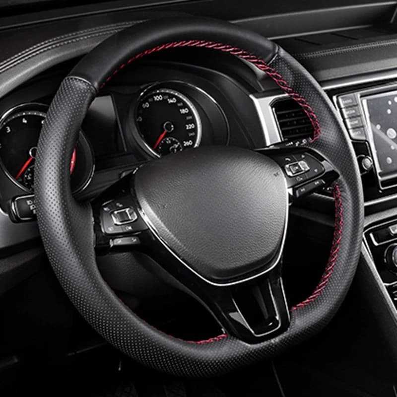 Housse de volant de voiture en cuir artificiel, souple, noir, bricolage, pour Volkswagen VW Golf 7 Mk7, nouveau Polo Passat B8 Sharan Jetta Tiguan