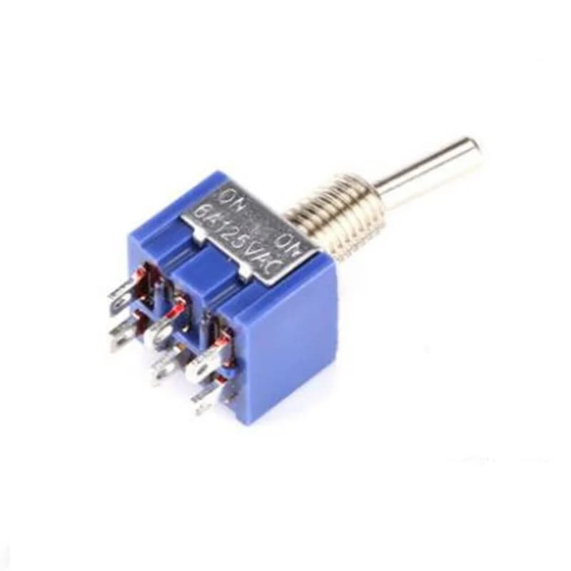 Interrupteur à bascule bleu, 100 pièces, MTS202, DPDT, Double pôle, Double projection, 2 Positions ON-ON, 250V, 3A, 125V, 6A, MTS-202
