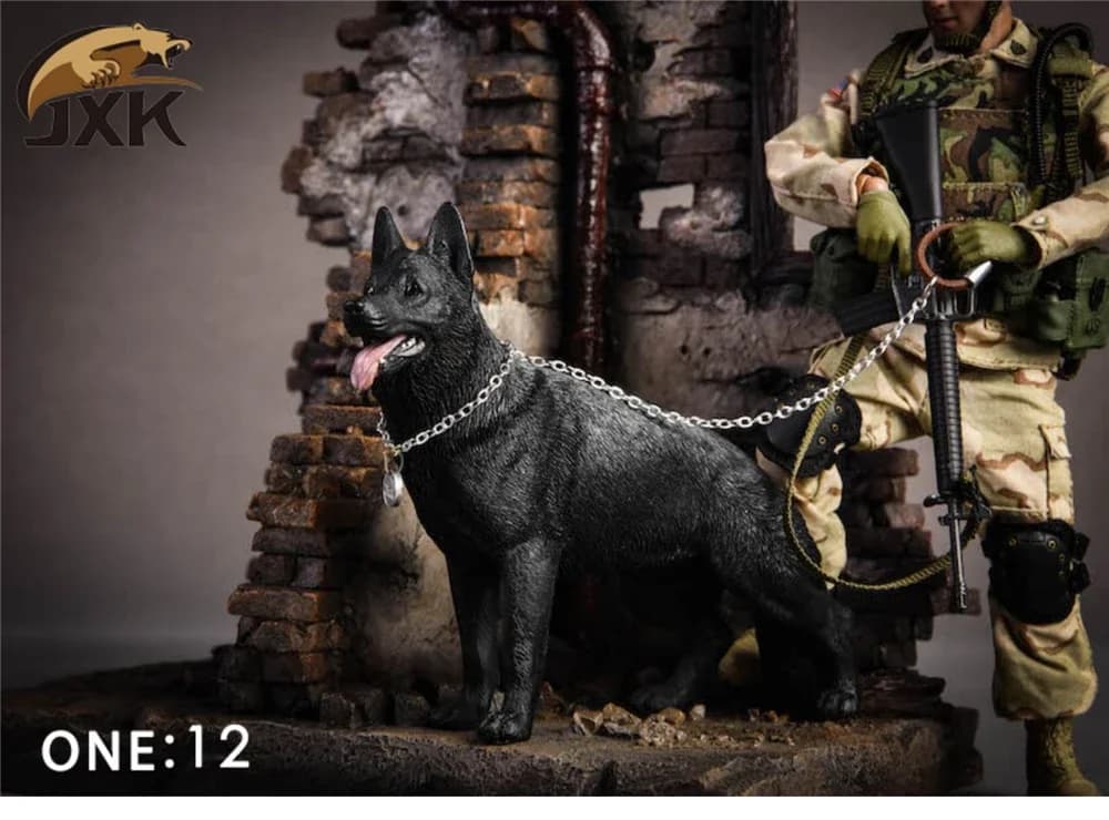 Figurine de Berger Allemand à l'échelle 1:12 JxK, Collection d'animaux Canidae, Décoration de bureau en résine, Cadeau