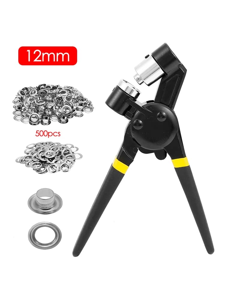 Kit de poinçonnage manuel avec 500 œillets de 12 mm pour ceintures, artisanat, caoutchouc, affiches, bâches, cuir, toile
