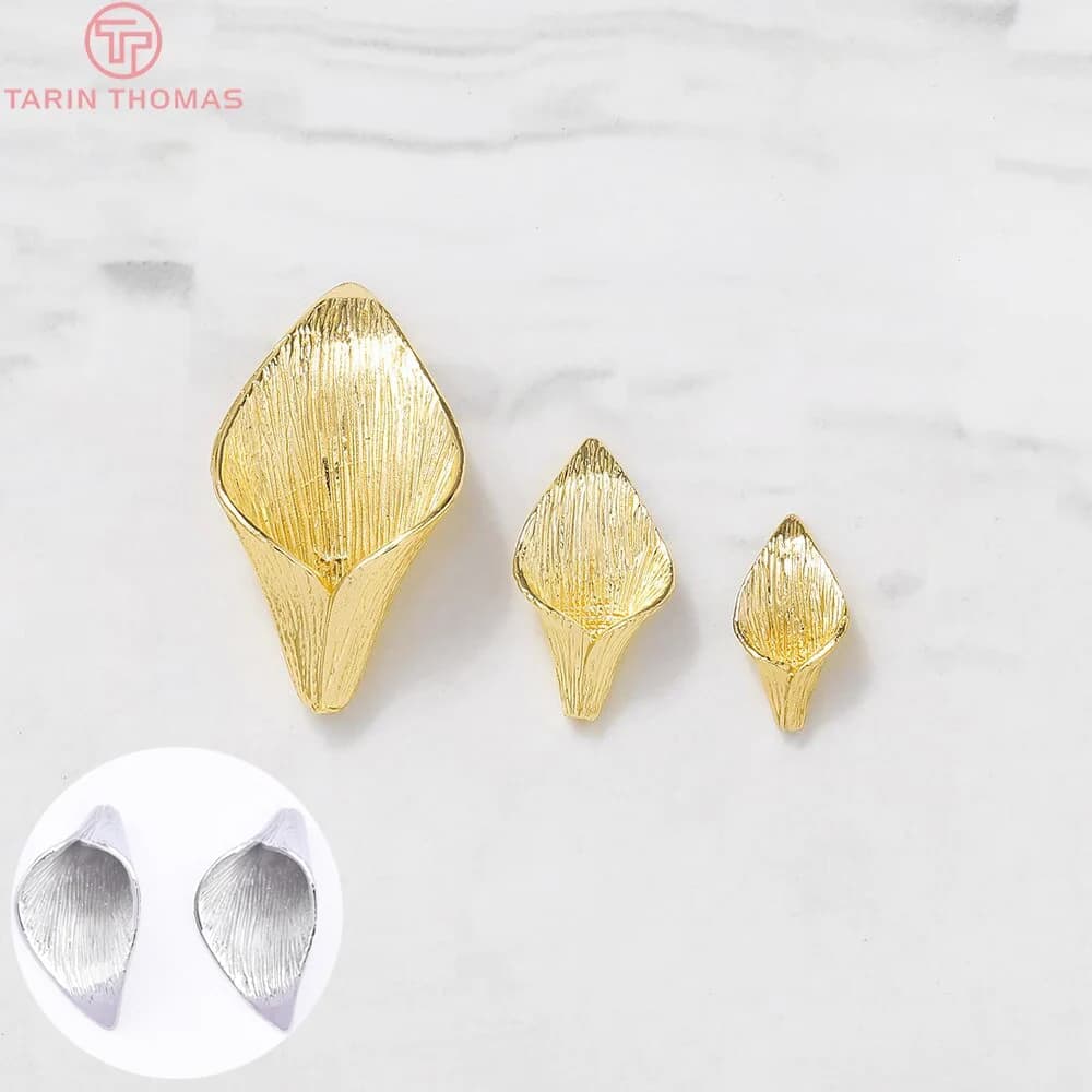 (3603)6 pièces 8x14MM 10x19MM 24K couleur or plaqué laiton fleur de lys perles casquettes gland casquettes haute qualité bijoux accessoires