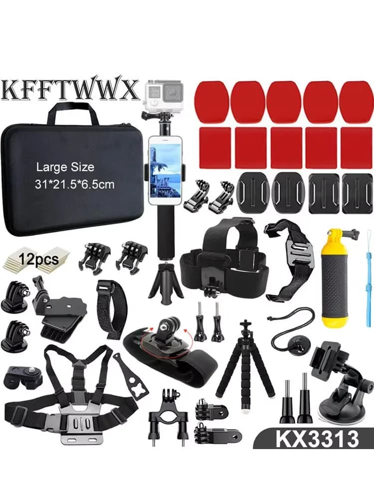 KFFTWWX-Kit d'accessoires pour GoPro Fore13, 12, 11, 10, 9, Noir, 8, 7, 6, Support de trépied pour SJCapture d'écran, SJ4000, Yi, DBPOWER, AKASO, EKEN, Osmo Action