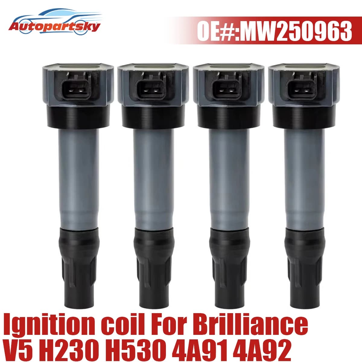 4 pièces OEM # MW 250963 Bobine d'allumage pour Mitsubishi Space Star 4A91 4A9 4A92 4A90S 4A91S 4A92S 4A91T Brilliance V5 1.6 H230 H530