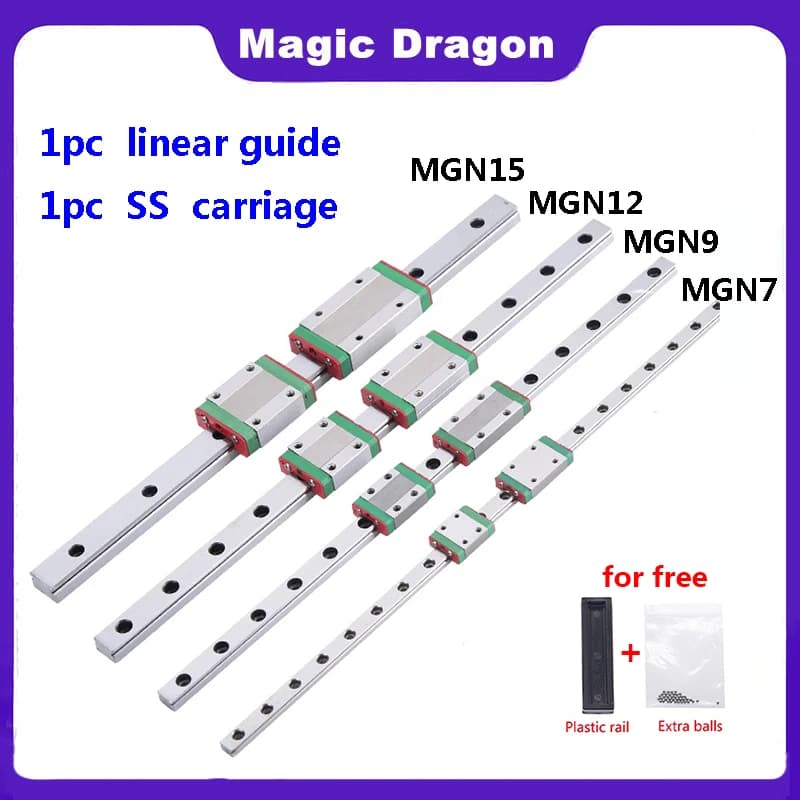 Rail linéaire miniature MGN7 MGN12 MGN15 MGN9 L de 100 mm à 1000 mm, 1 guide linéaire MGN + 1 chariot MGN, pièce pour imprimante 3D