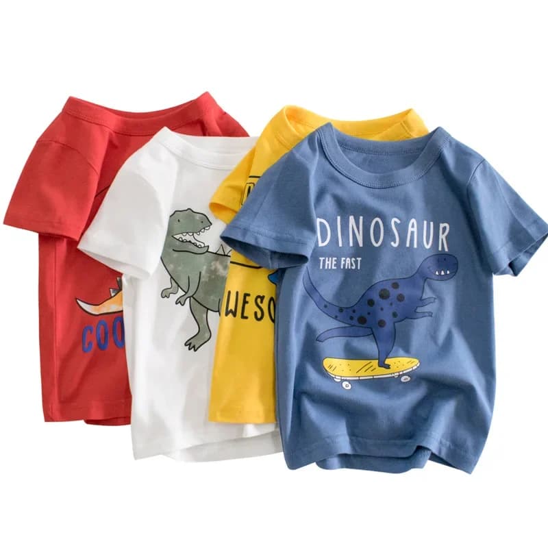 2-9 ans t-shirt animaux de bande dessinée bébé enfants garçons filles enfants coton manches courtes vêtements d'été dinosaure impression KF917