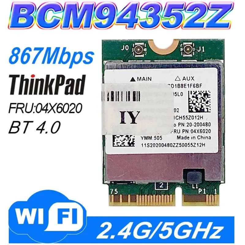 WDXUN pour carte WIFI BT 4.0 double bande 867 Mbps 802.11AC NGFF BCM94352Z pour Y50 Y40 Y70 B50 N50 B40 04x6020 Win7 WIN8 WIN10