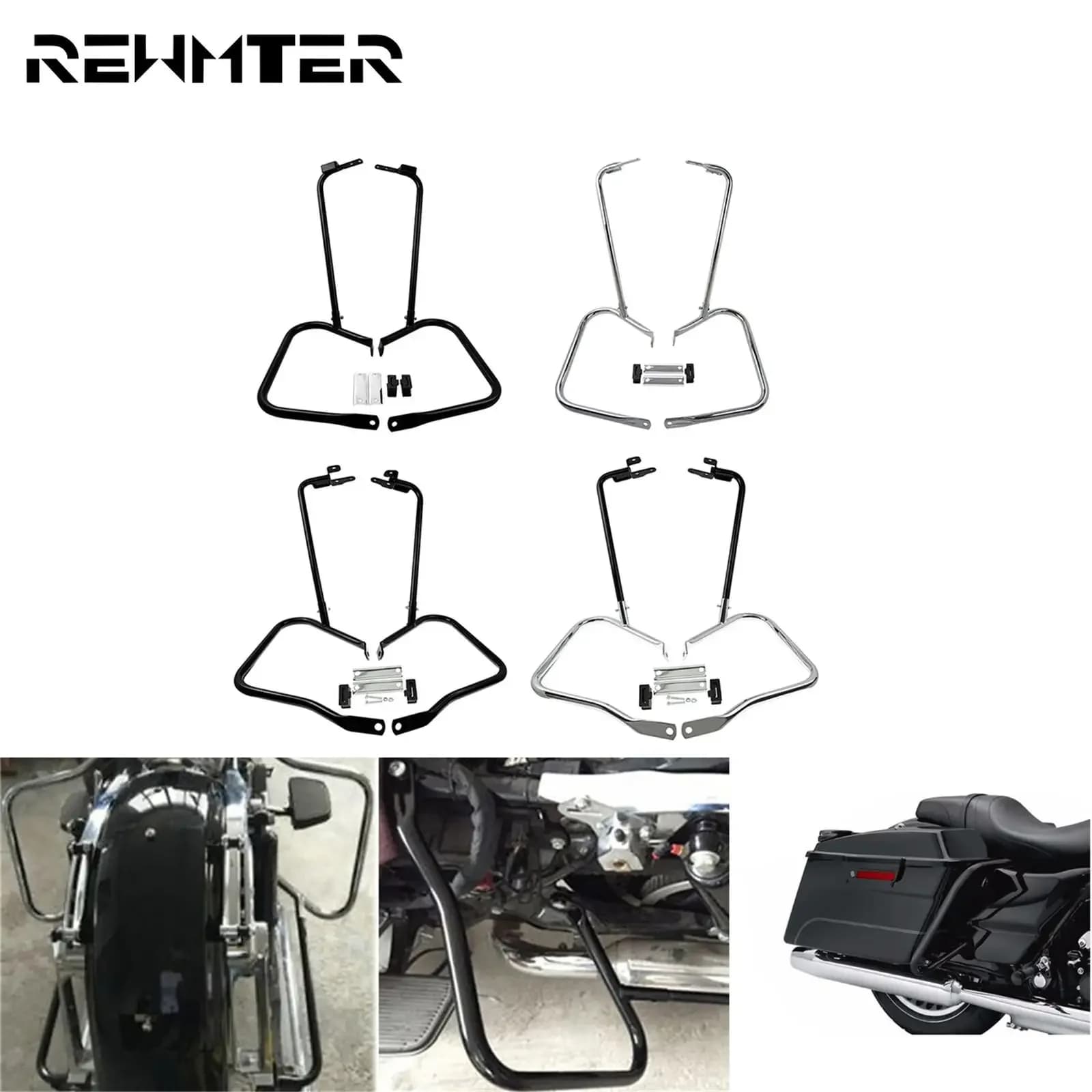 Support de sacoche arrière en acier pour moto, avec jeu de barres de Support, pour Harley Touring King Road Electra Street Glide 97-08 14-20