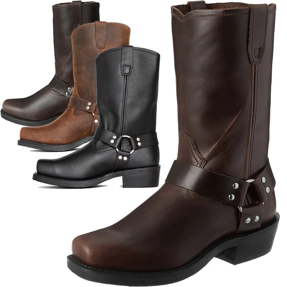 Bottes en cuir mi-mollet pour hommes, chaussures rétro, Brithsh, Zapatos De zones bre, automne, hiver