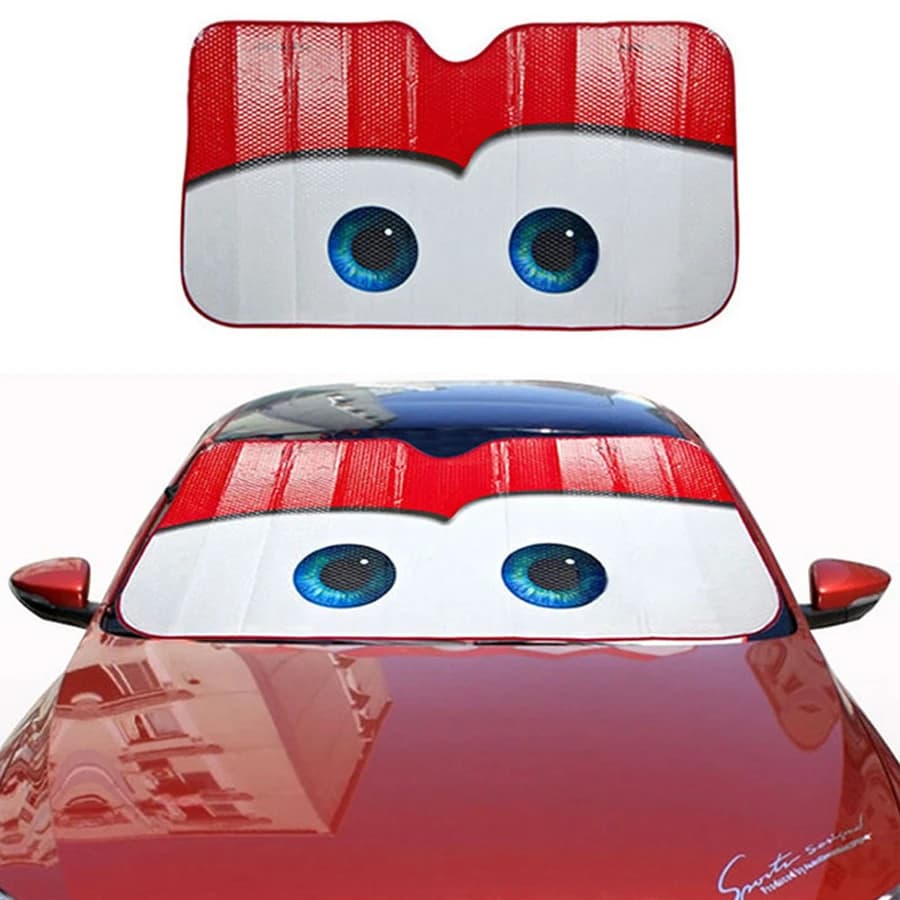Pare-brise pare-soleil dessin animé, 5 couleurs, œil P ixar pare-brise chauffant pare-soleil 130x70cm voiture protection solaire
