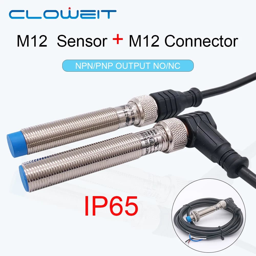 Cloweit – ensemble de commutateurs de capteur de proximité inductif IP65 M12, connexion à 4 broches, câble en PVC de 2m, détection de métaux affleurants et Non affleurants de 2mm et 4mm