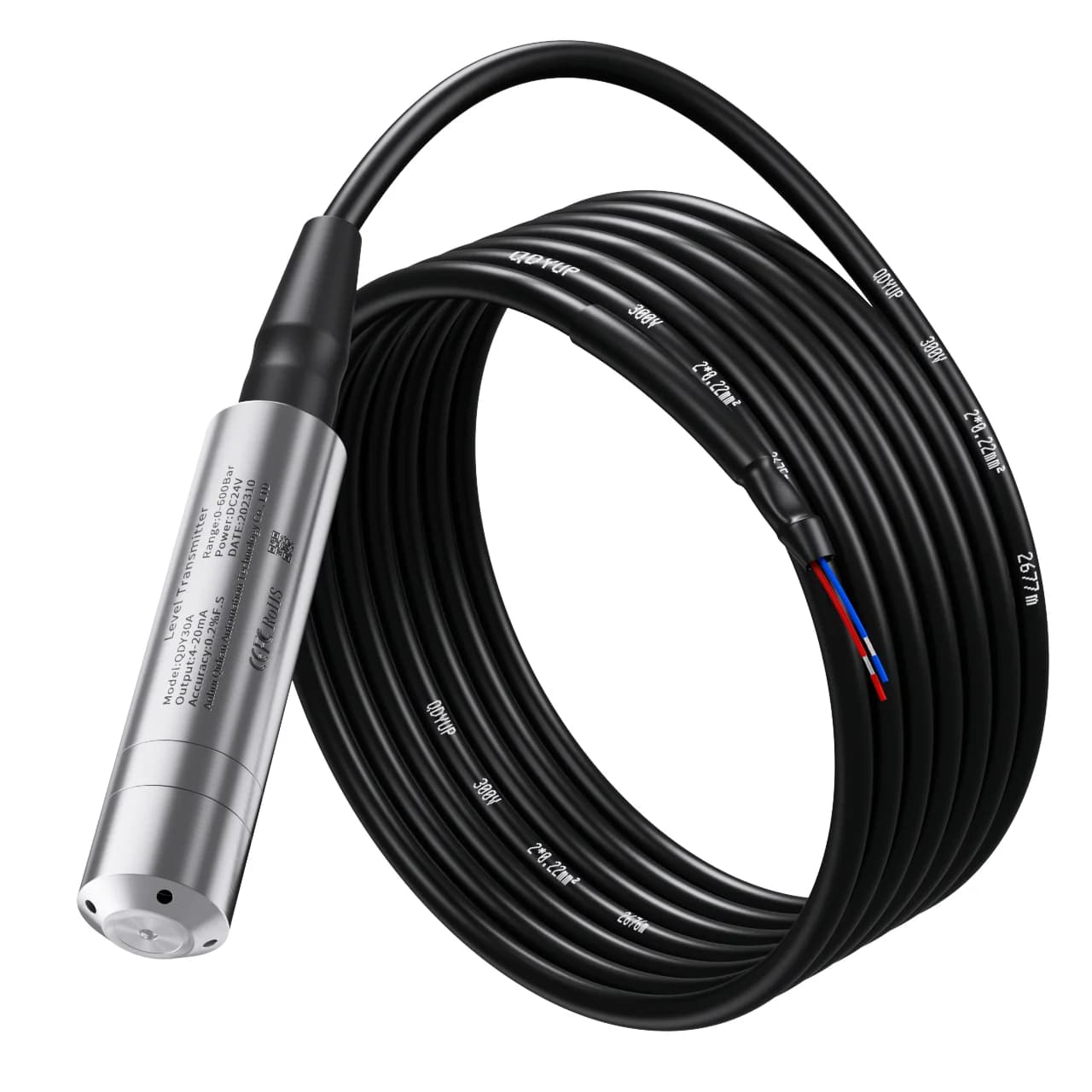 Transmetteur de niveau de liquide Submersible 4-20mA 0-5m 10m 20m 0-10V RS485, transducteur de niveau d'eau liquide, capteur de niveau d'eau