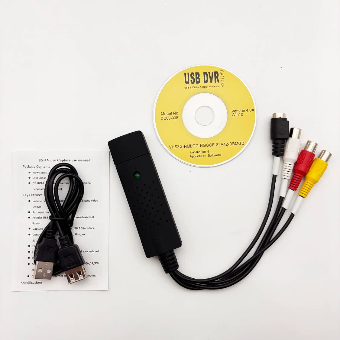 Carte d'acquisition vidéo USB 2.0, pour TV, DVD, VHS, DVR, périphérique compatible avec windows 10