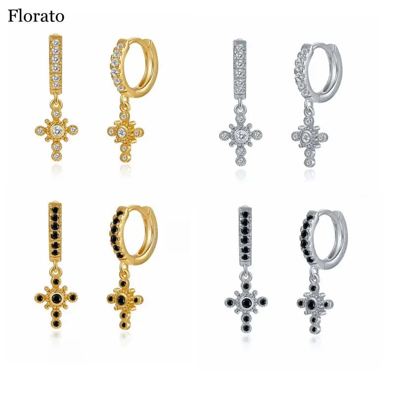 Boucles d'oreilles en argent Sterling 925 pour femmes, boucles d'oreilles simples en forme de croix, bijoux à la mode, vente en gros, cadeaux d'anniversaire