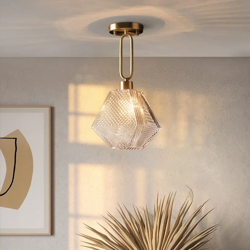 Lampe à pendentif LED nordique en verre de diamant, luminaire d'intérieur moderne pour îlot de cuisine, décor de salon, Bar suspendu, couloir, lumières dorées