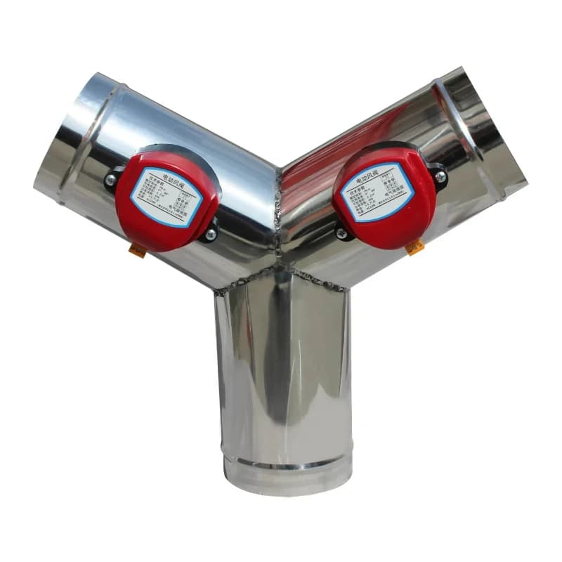1 pièce Vanne de ventilation motorisée en acier inoxydable AC 220V, Vanne de conduit d'air motorisée OD51mm-200mm Type Y