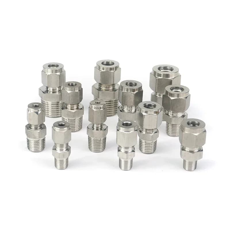 Raccord Union de Compression à Double virole en acier inoxydable 1/8, 1/4 "3/8" 1/2 "NPT, Tube OD 3-20mm