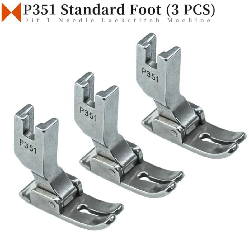 Pied standard pour machine à coudre industrielle, 1 aiguille, point noué, accessoires de couture, tout acier, haute qualité, P351, 3 pièces