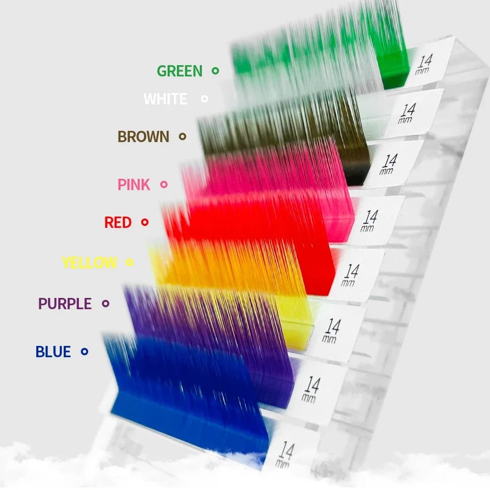 GAHAMACA Cils individuels colorés C/D/L/LU, cils UV colorés individuels 0.07/0.10mm 8-14mm, faux cils, fournitures en gros