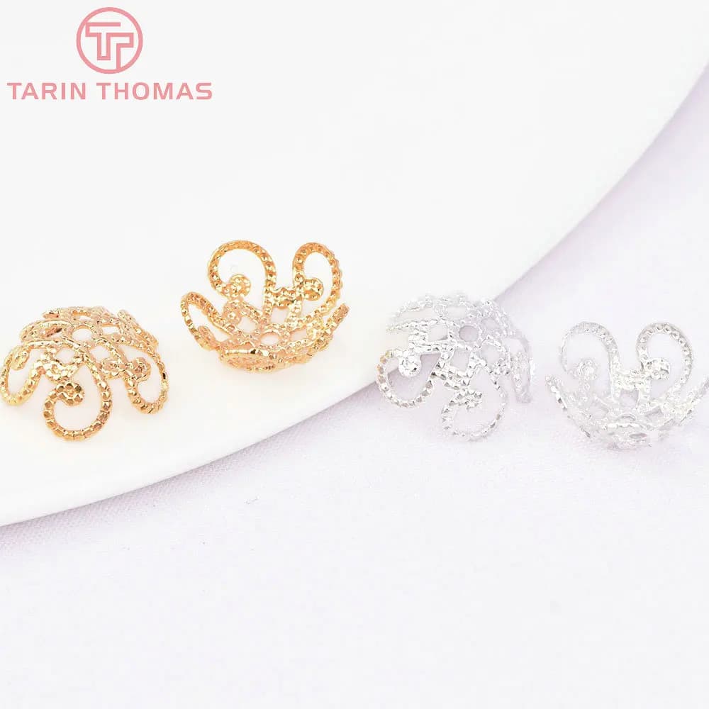 Capuchons de perles en laiton plaqué or 24 carats, accessoires de bijoux à bricoler soi-même, haute qualité, 10mm, 20 pièces, 3208