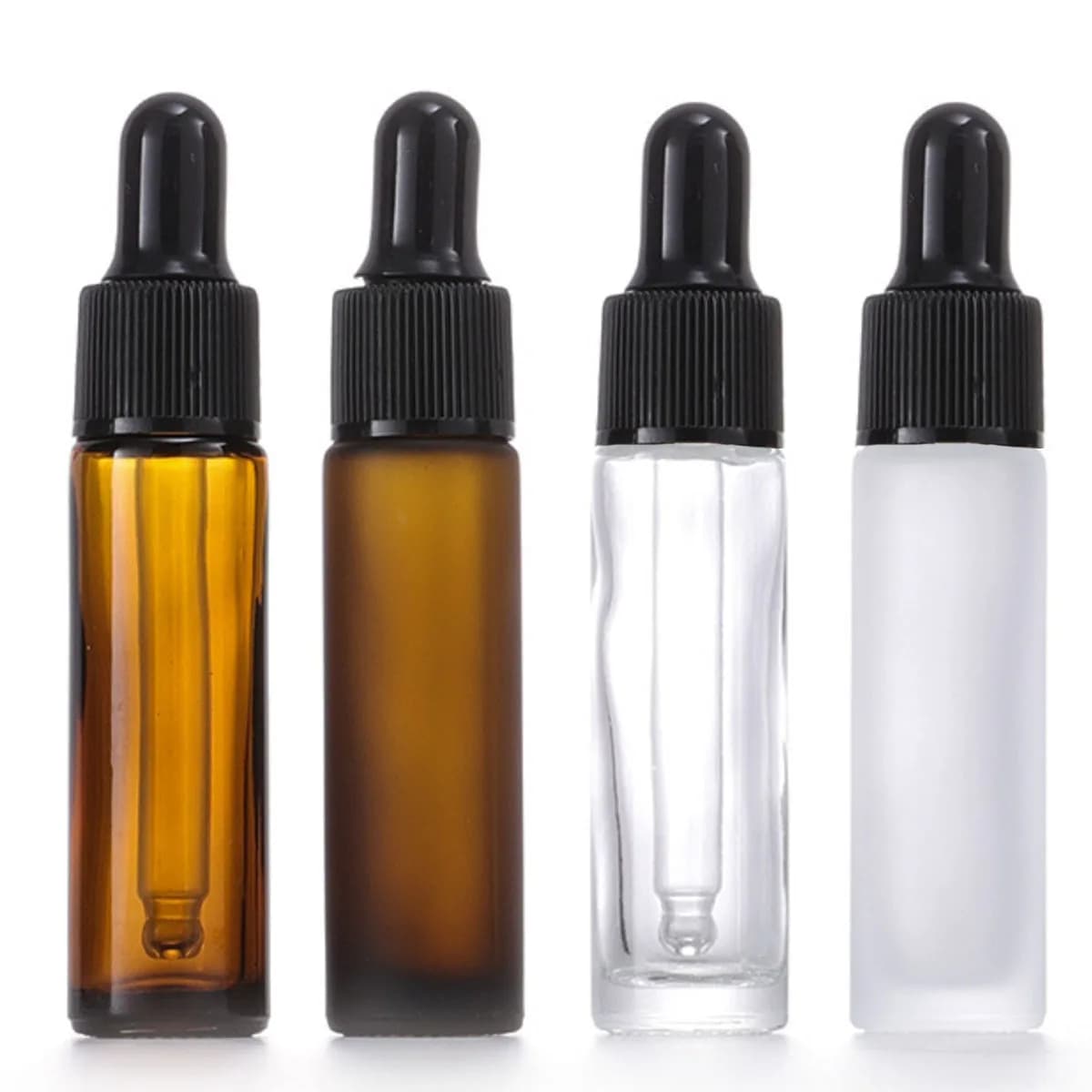 1x5x10x ambre clair 5ml 10ml bouteilles compte-gouttes en verre vides sérum goutte oreille oeil goutteur emballage cosmétique recharge d'huile essentielle