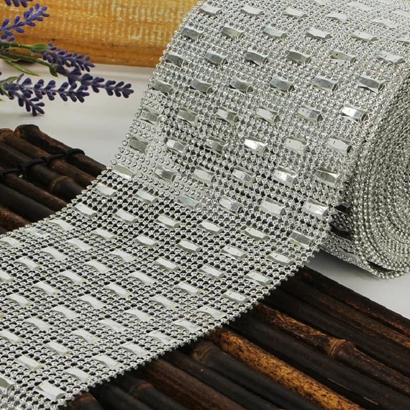 JOTrim-Perles rectangulaires pliables pour la couture de fête de mariage, maille ronde, taches, sac à chaussures, décoration de casquette, 10 verges, 6 rangées