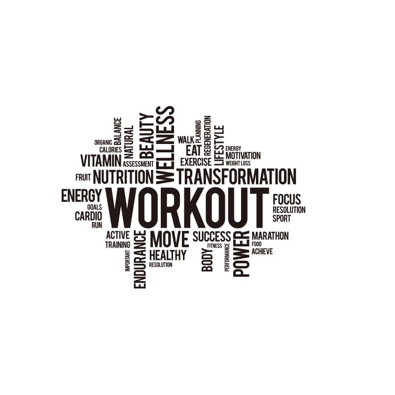 Autocollant mural avec mot et nuage pour entraînement de gym, sticker avec citation inspirante et motivante, pour bureau, crossfit, fitness, club d'entraînement sportif