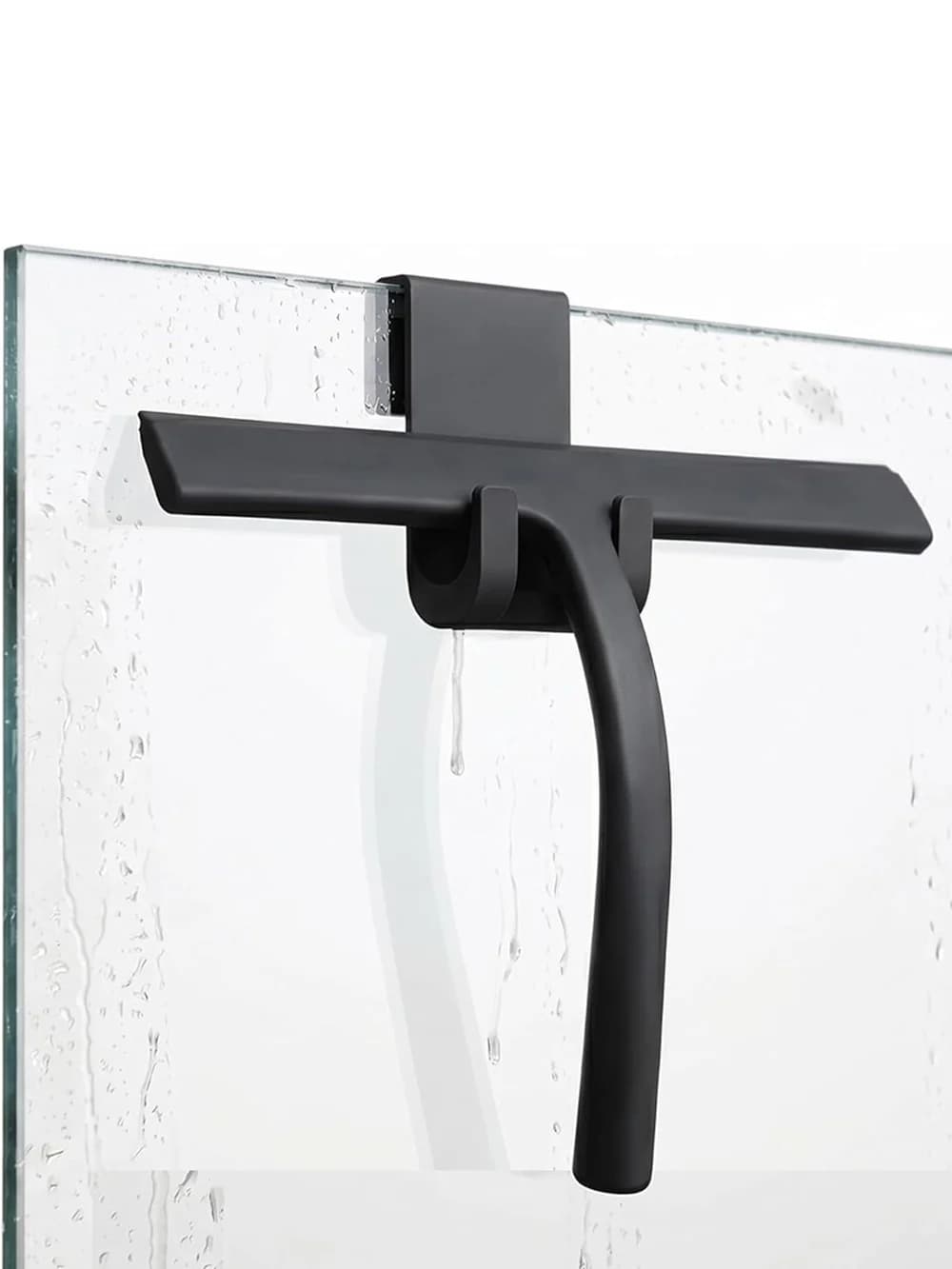 Raclette de douche en silicone avec poignée et crochet sans perçage pour portes vitrées, fenêtres, miroirs, carreaux, salle de bain et voiture