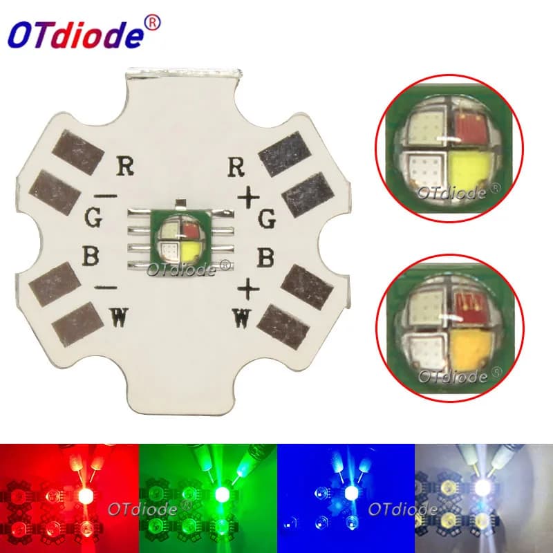 Puce en céramique de diode de perles LED, lampe de poche, lampe de scène avec carte PCB de 20mm, haute puissance, XPE, RGBW, 4W, RGBWW, 3535, 5 pièces