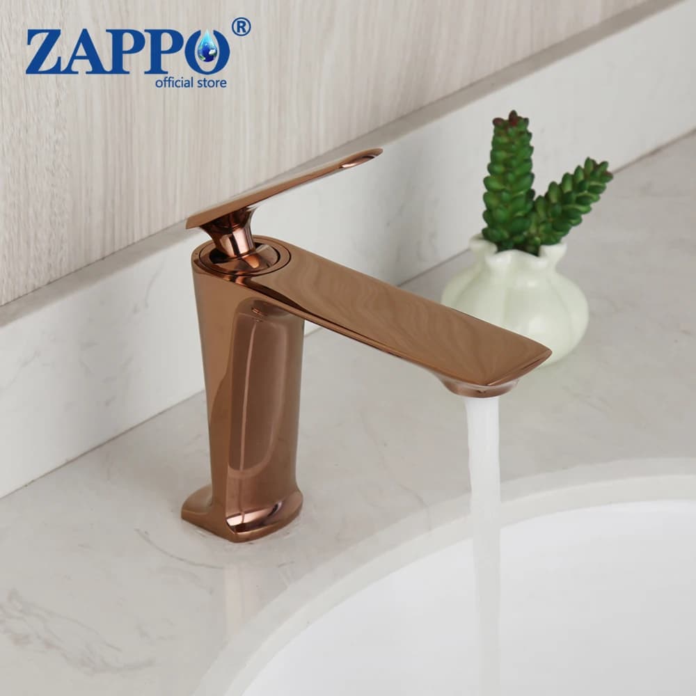 ZAPPO robinet de salle de bains doré Rose, lavabo, bec de vapeur monté sur le pont, robinets mélangeurs en laiton massif Rose doré