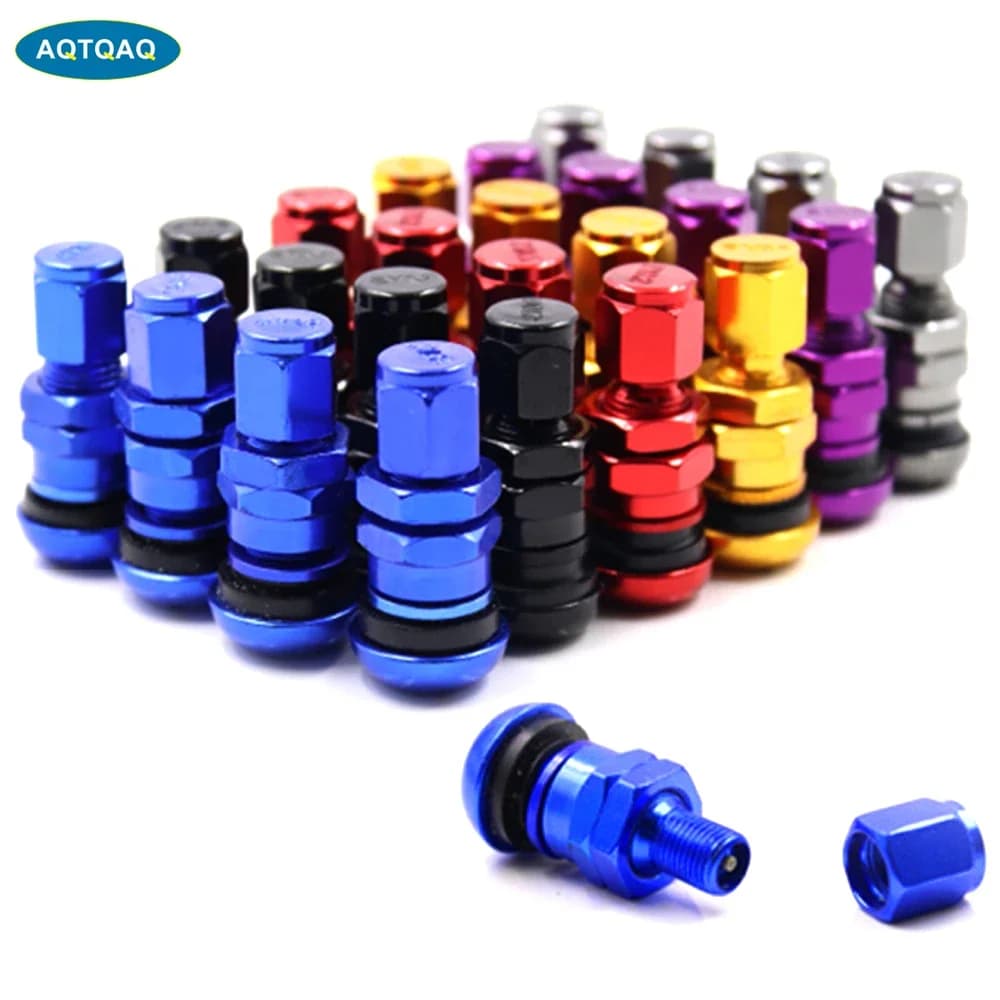 Kit de tige de Valve de pneu avec capuchon anti-poussière, 4 pièces, pour voiture, camion, moto, tiges courtes, boulon métallique