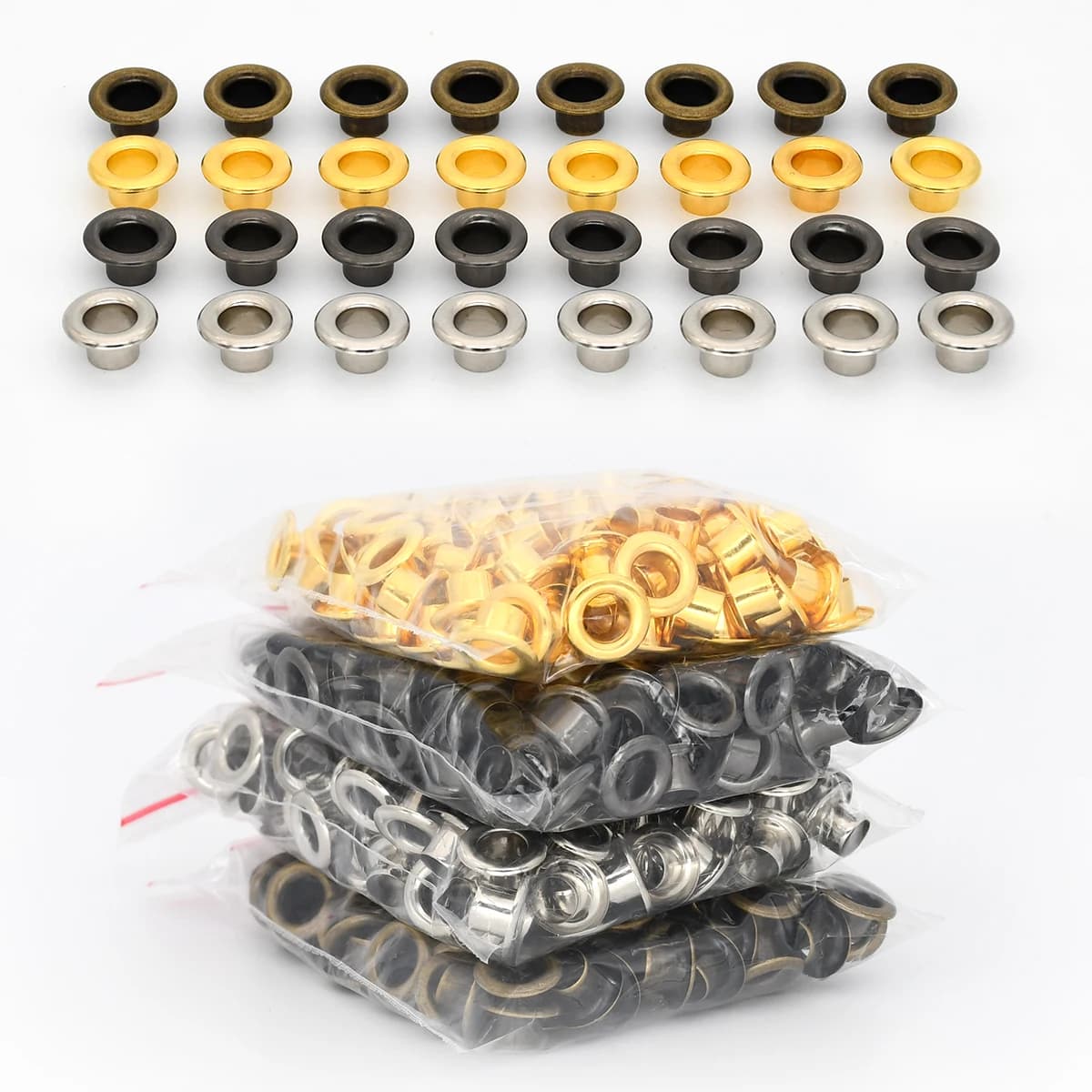 Œillets en laiton de 4mm avec rondelle pour la réparation du cuir, anneaux ronds pour chaussures, sac, vêtements, chapeau, ceinture, 100 ensembles