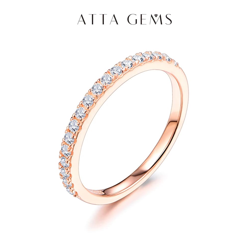 ATTAGEMS-Bague plaquée or rose 18 carats pour filles, test de réussite de diamant, ronde, excellente coupe, total 0,27 ct, moissanite, bijoux de cocktail