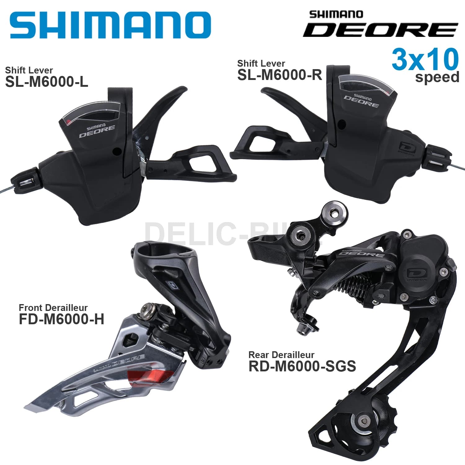 Groupe SHIMANO DEORE M6000 3x10v avec manette de vitesses SL-M6000, dérailleur avant FD-M6000, dérailleur arrière M611 RD-M6000, 3x10 vitesses, pièces d'origine