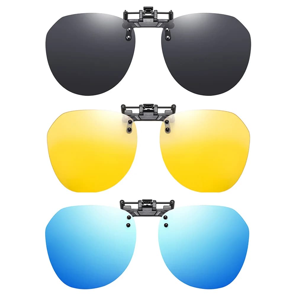 VIVIBEE Flip Up Clip sur lunettes de soleil polarisées pêche hommes gredient gris lentille conduite UV400 grande Aviation Vision nocturne lunettes de soleil