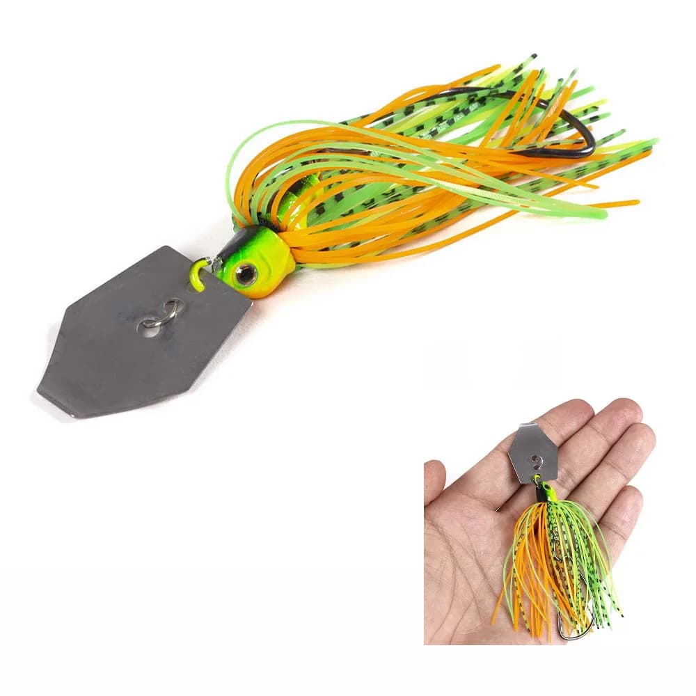Leurre métallique avec jupe en caoutchouc, appât ÉlwobJeff, buzzbait, jigging, cuillère spinner pour brochet, 100mm, 11g, 1 pièce