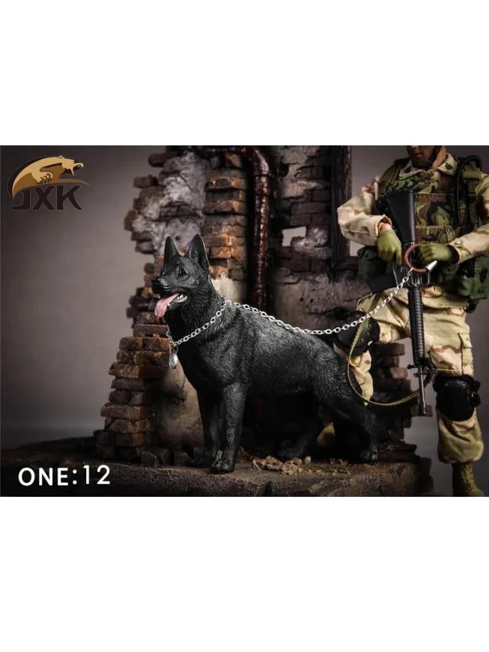 Figurine de Berger Allemand à l'échelle 1:12 JxK, Collection d'animaux Canidae, Décoration de bureau en résine, Cadeau