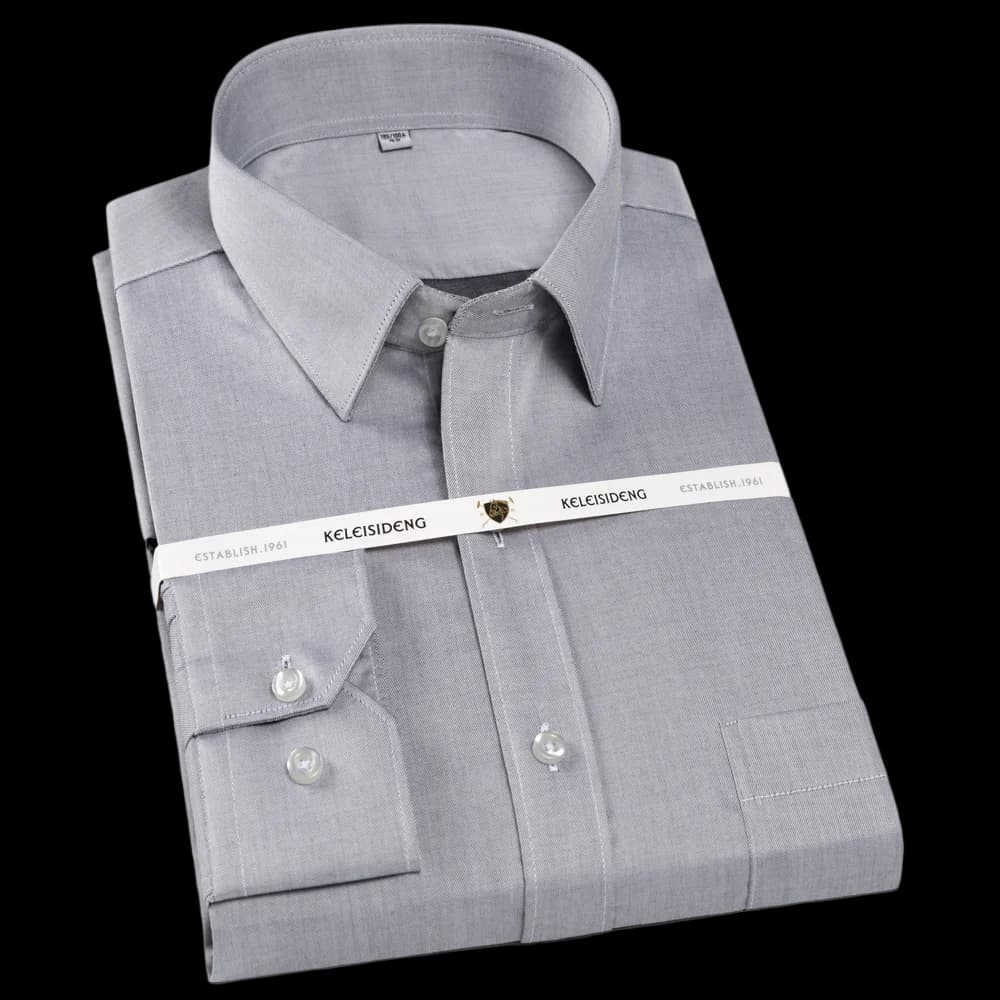 Chemise classique à manches longues pour hommes, coupe régulière, résistant aux plis, poche unique, 100% coton, Business formel