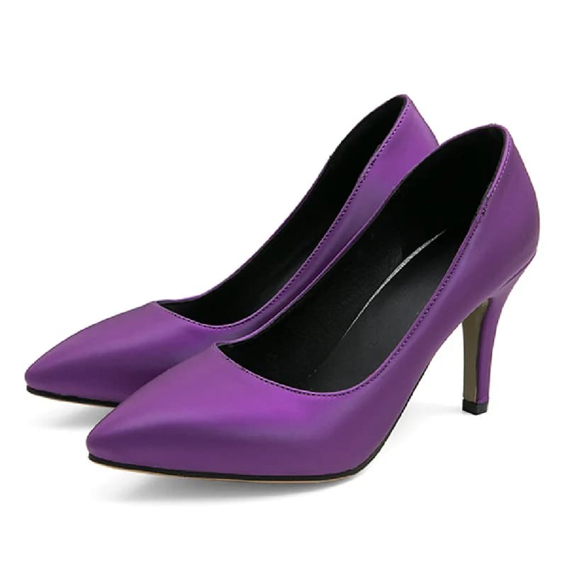 Escarpins classiques à talons hauts pour femmes, chaussures à bout pointu, nude, violet, fête, bureau, mariage, printemps, 2024