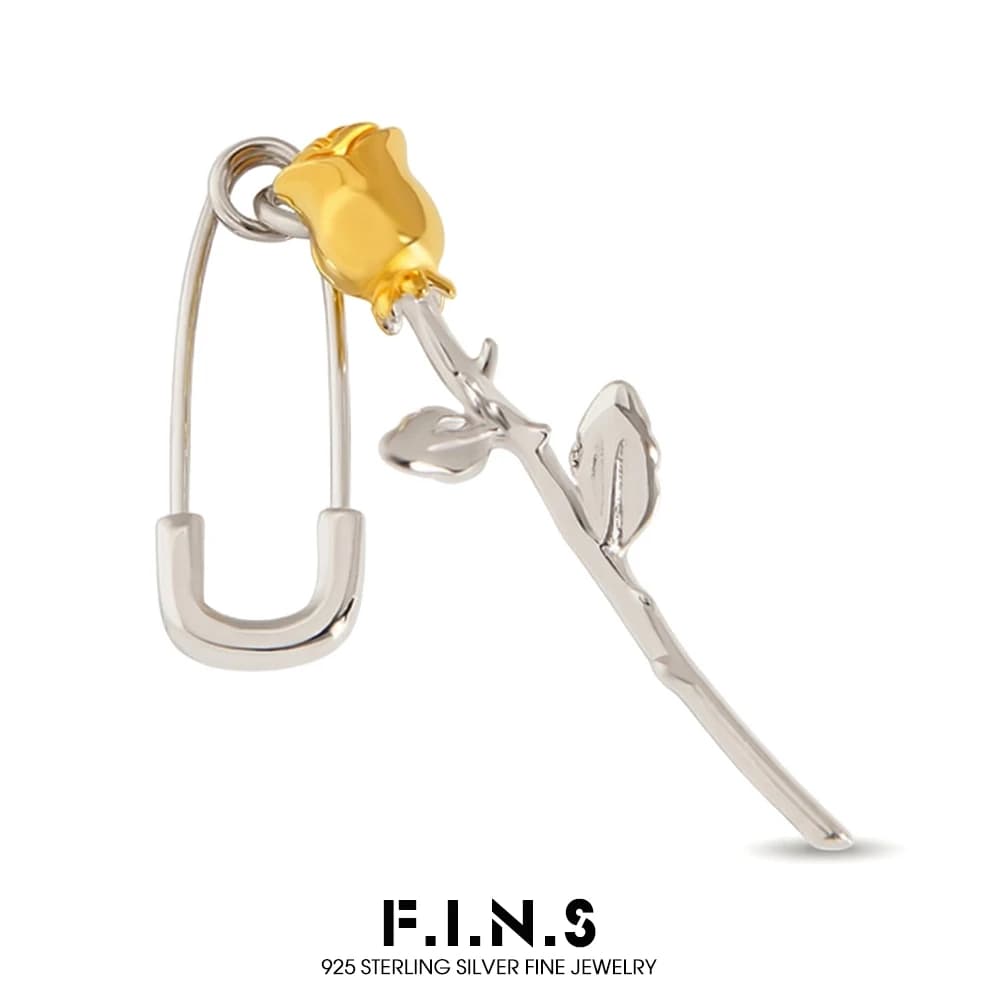 F.I.N.S – boucles d'oreilles en argent Sterling 925, Style français, une seule pièce, Rose Pin, goutte d'eau, bijoux fins 925, prévention des allergies
