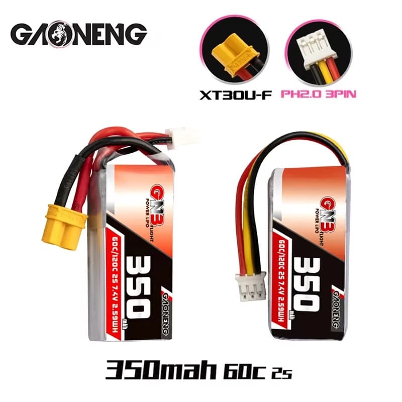 1-10 pièces GNB Gaoneng 2S 350mah 7.4V 60C/120C batterie Lipo prise XT30 ou PH2.0 pour BETAFPV Beta75X minuscules Drones Whoop petite voiture