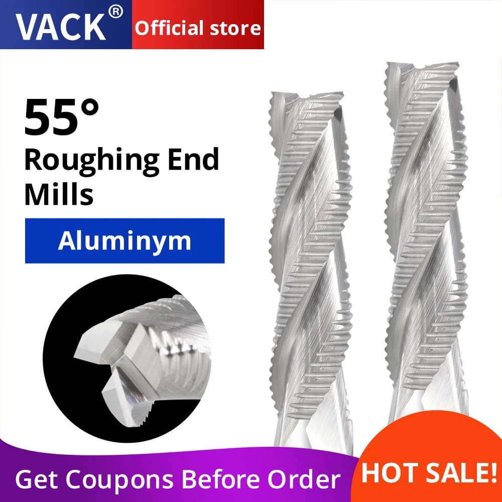 VACK – fraise en carbure de tungstène 4mm à 20mm, outil de fraisage pour métal aluminium Cnc, 3 cannelures HRC55