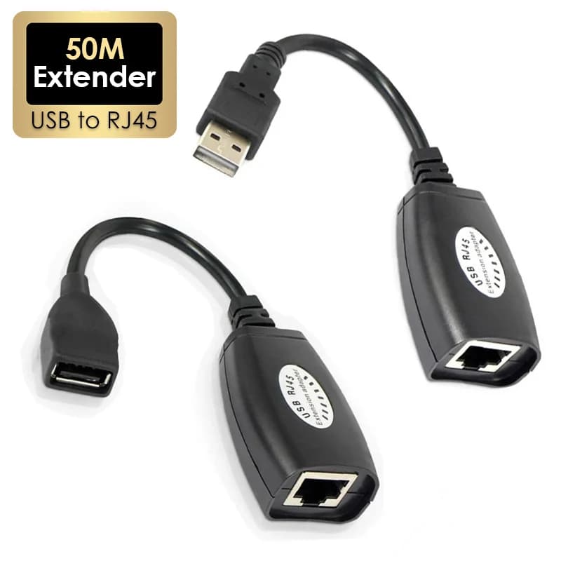 Adaptateur de câble d'extension Ethernet USB vers RJ45 LAN, 1 paire, convertisseur d'extension de Distance de 50M sur Cat5E/6, accessoires d'ordinateur