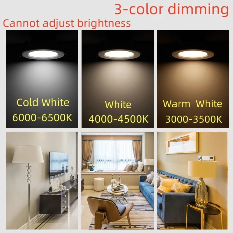 Plafonnier LED encastrable, lumière tricolore, intensité variable, 110/220V, spot 5W 7W 9W 12W 15W, lumière blanche chaude