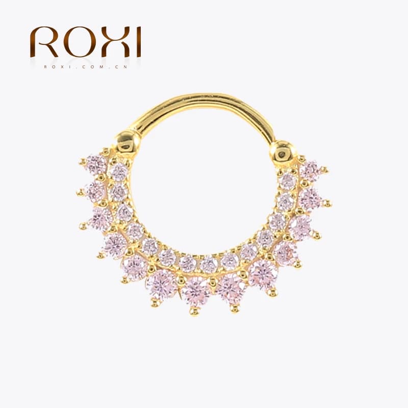 ROXI 925 boucles d'oreilles en argent Sterling cristaux cerceaux pour femmes anneau de nez rond crevaison Cartilage oreille clou boucle d'oreille bijoux fins cadeau