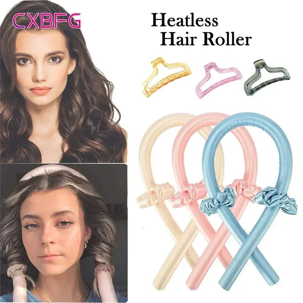 Tige à friser sans chaleur, bandeau sans chaleur, boucles en soie, ruban, bigoudis, bandeau doux pour dormir, outils de coiffure paresseux