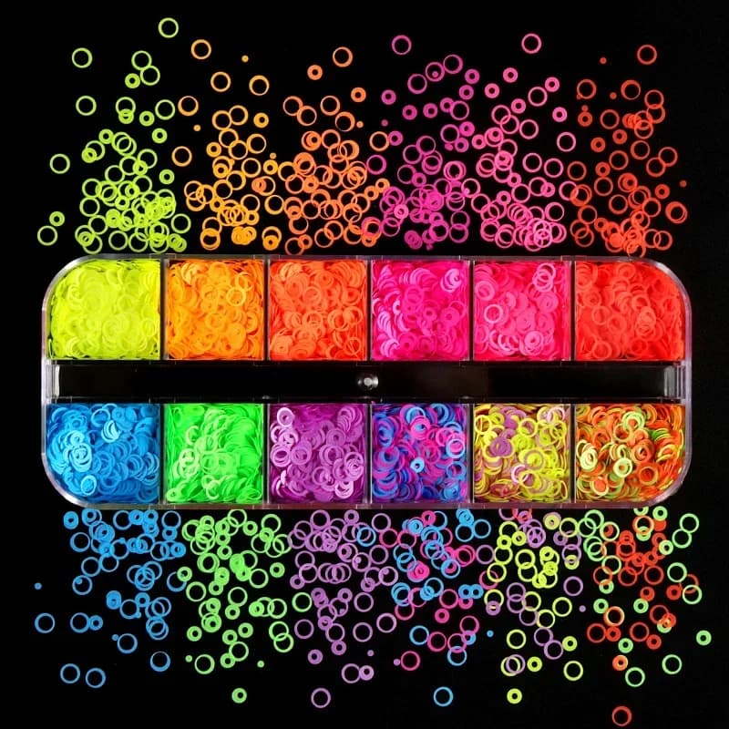 Paillettes à bulles fluorescentes, résine époxy, remplissage de paillettes, tranches de Slime de forme ronde creuse, flocons néon pour Nail Art, remplissage de secoueur en résine